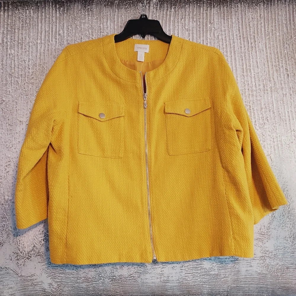Chico's Textured Swing Jacket Sz 3/XL
